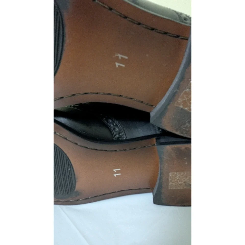 Vincent Cavallo Mens Black Faux Leather Wingtip Oxford Dress Shoe C-391 11